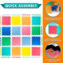 ProSource Baby Play Mat, Soft Foam Floor Tiles for Kids, Interlocking EVA Panels for Playpen Use, Crawling Development Surface, Safe Non-Toxic Toddler Flooring, 16 Tiles, Multicolor