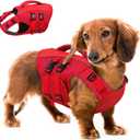 Queenmore Dog Life Jacket Medium,Dog Flotation Vest for Medium Dogs,Ripstop Dog Lifesaver with Rescue Handle,Dog Swimming Vest(Red,M)