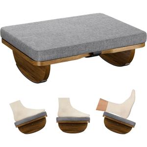 Wooden Under Desk Foot Rest, Foot Stool with Detachable Cushion, Ergonomic Rocking Footrest for Work & Home, Leg Relief & Foot Support, Improves Posture and Blood Circulation