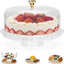 Acrylic Cake Stand with Lid Cear Cake Plate Platter Display with Dome Cover Holder Cupcake Keeper