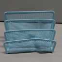 Marbrasse Mail Organizer for Desk, 3-Slot Mesh Metal Mail Holder countertop, Letter Holder, Office Desktop Envelope and Document Storage Rack (Blue)