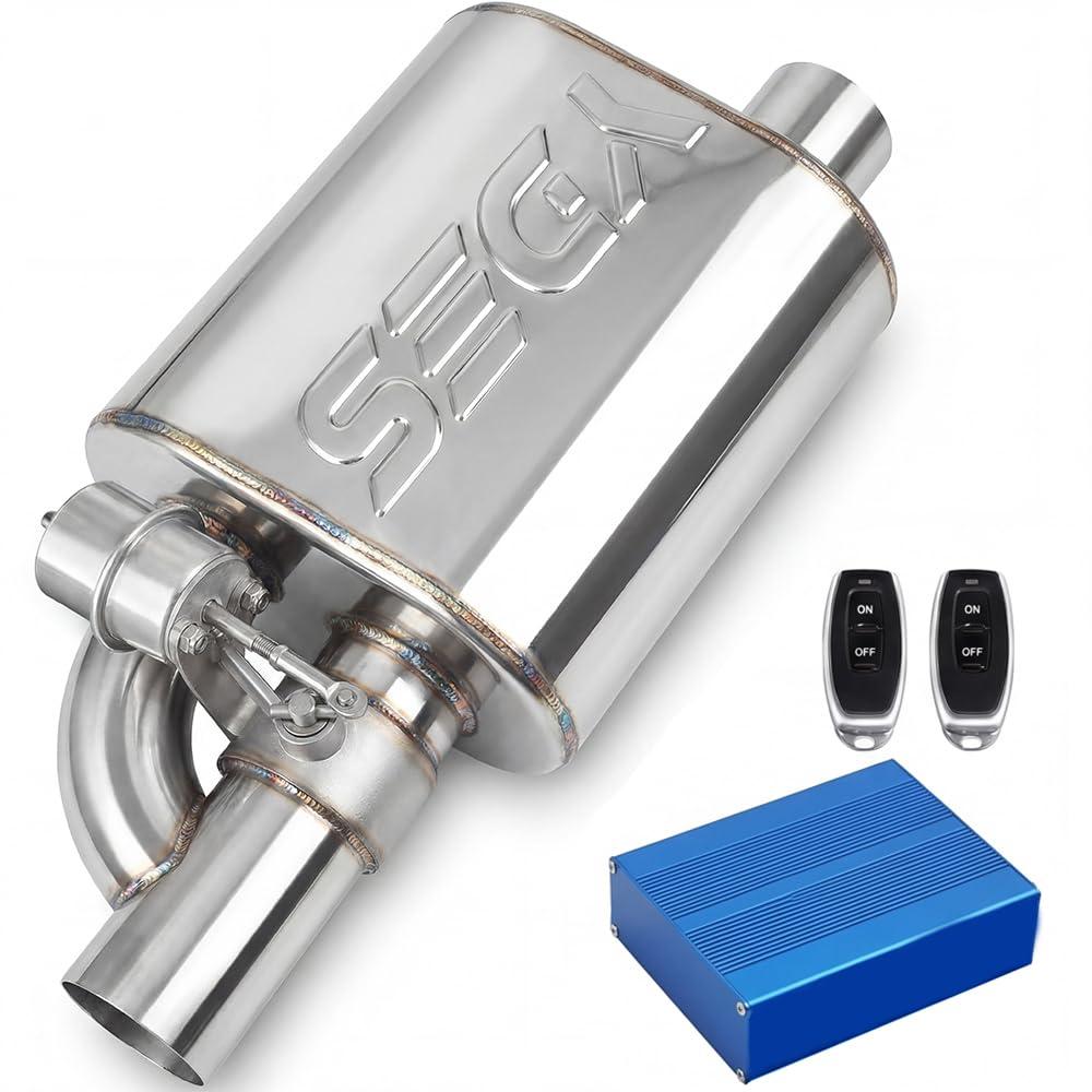 YDES 2.5 Inch Valved Muffler Exhaust Cutout with Muffler Cat Back Exhaust System Kit 