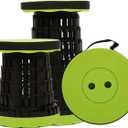 2025 Collapsible Stool Chair, Upgraded Folding Stool for Adults Lightweight, Sturdy, Adjustable, Portable, Foldable Seat Sturdy Stools for Outdoor Camping Fishing Hiking Gardening BBQ (1 pack, Black Green)