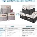 HOdo Home 3PCS Fabric Storage Bin with Drawstring Closure and 2 Bold Handles, Collapsible Large Canvas Storage Baskets for Organizing Shelf Nursery Home (White and Black, 15.8L11.8W9.5H) (15.811.89.5in/3-Pack)