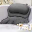 Bath Pillow with 6 Suction Cups, Soft Textured Cloud-Like Bathtub Neck and Back Support Cushion, Non-Slip Spa Bath Accessory for Relaxing Home Use