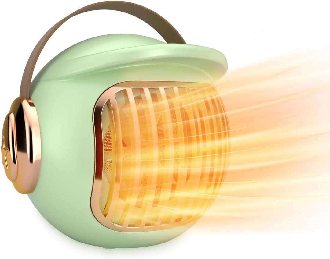 Space Heater, Portable Heater for Office Desk, 400W Mini Tent Warmer for Camping (Indoor Use), With Tip-Over Protection, Lightweight (Apple Green)