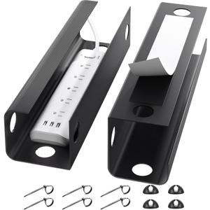 Yecaye 2 Pack Cable Management Under Desk, 31.5 in Under Desk Cable Management Tray,Cord Hider,Cord Organizer, No Screw Wire Management for Office and Home, Black