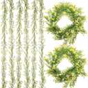 Lyrow 6 Pcs Artificial Baby Breath Flower Vines 5.9ft Faux Hanging Gypsophila Greenery Garland Vines Fake Bulk Baby Breath Garland for Wedding Party Table Home Backdrop Wall Decor (Yellow)