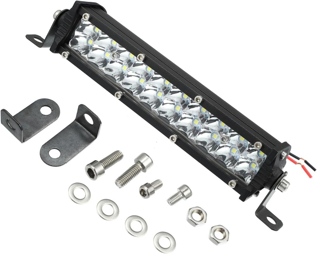 Universal LED Light Bar, Flood Spot Combo Driving Working Fog Lights, for Car Rack Bumper, for Off-Road Pickup Trucks, 7 Inch 20 LED 60W 12-24V, Aluminium, Black Auto Accessories