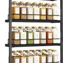 IBUYKE Spice Rack Wall Mount,4 Tier Hanging Seasoning Organizer, Spice Rack for Wall for up to 50 Jars,Spice Organization for Kitchen Cabinet,Living Room,Bathroom,Pantry,Black UTLJ016B