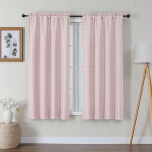 Lecloud Bessie Blush Pink Curtains 63 Inch Length 2 Panels, Light Filtering Curtains for Bedroom, Faux Linen Textured Window Drapes Rod Pocket, Window Treatments for Living Room, Each 40 W x 63 L