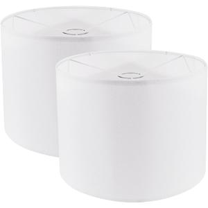 Lamp Shades Set of 2, Drum Lampshade for Table Lamps Floor Lamp, 12" Top X 12" Bottom X 8" High White Large Line Fabric Lamp Shades, Easy Assembly Replacement Lampshades
