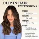 NAYOO Clip in Hair Extensions for Women 14 Inch Short Wavy Curly Dark Brown Mix Chestnut Hairpieces Full Head Synthetic Hair Hairpieces (6PCS, Dark Brown Mix Chestnut)