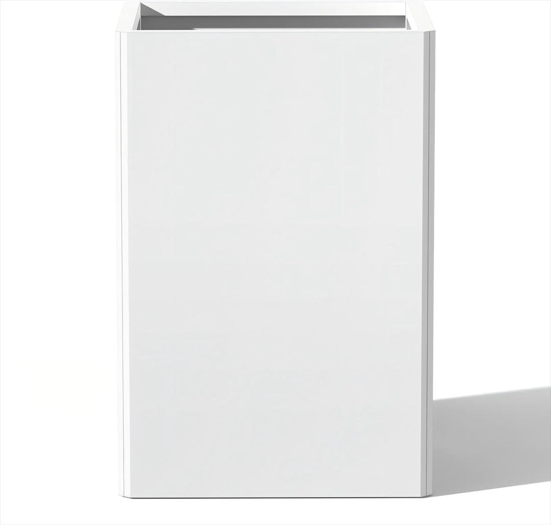 24 Inch Galvanized Steel Planter for Outdoor Plants, White Rectangle Outdoor Planters, Heavy Duty Flower Pot Modern Commercial Residential for Trees Patio Deck Yard Garden