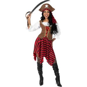 fun shack Women's Pirate Costume - Adult Pirate Wench Outfit for Halloween, Dress Up, Themed Parties, Cosplay (Medium)