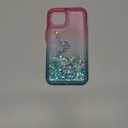 NGB Designed for iPhone 13 Case, Pink/Aqua | Glitter Liquid Sparkle Cute Cover for Women Girls Kids | with Tempered Glass Screen Protector & Ring Holder & Wrist Strap