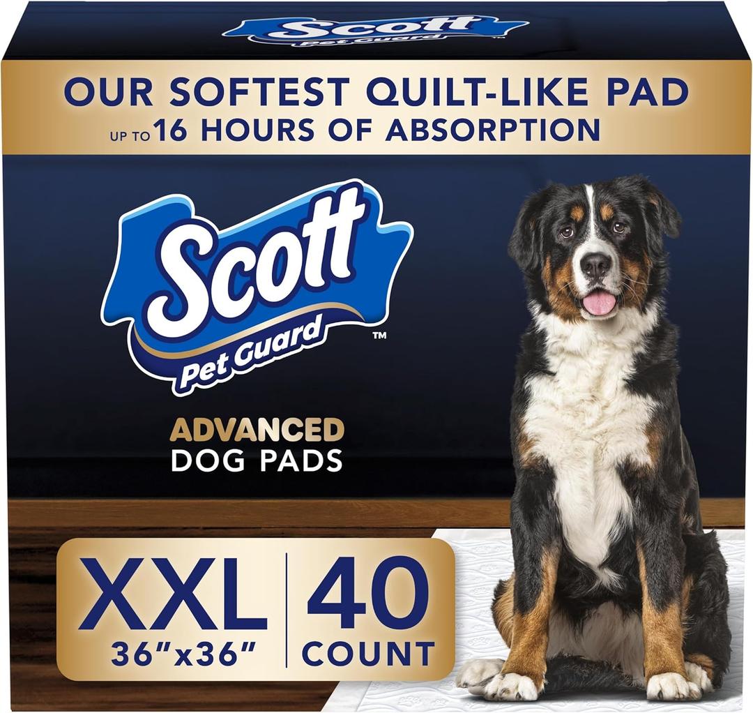 Scott Pet Guard Advanced Dog Pee Pads - Extra Large Absorbency & Odor Control - Softest Quilted Pads - XXL - 36" x 36" - 40 Pack