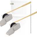 Hygie Rinse 2PACK Universal Metal Toilet Handle Replacement Kit Compatible with American Standard/Mansfield/Gerber Toilet, Front Mount Toilet Tank Flusher Lever with Flapper Chain, Brushed Nickel