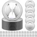Tanlade 100 Pcs Charger Plates Bulk with Napkin Rings Set Include 50 Plastic Beaded Plate Chargers 50 Napkin Rings 13'' Round Dinner Plate Chargers Set for Table Setting Wedding Party(Silver), Beaded Style