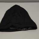 Silky Satin Lined Bonnet Sleep Cap - Adjustable Stay on All Night Hair Wrap Cover Slouchy Beanie for Curly Protection Women and Men Solid Black
