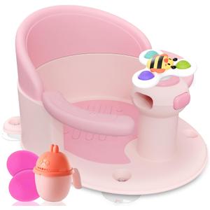 BEBELEH Baby Bath Seat for 6 Months & Up - Safe Infant & Toddler Bathtub Seat for Sitting Up - Baby Bath Tub Seat for Shower (Pink)