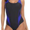 Miccina Women’s Athletic One Piece Swimsuit Racerback Competitive Modest Bathing Suit, XS