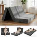 Erament 6-Inch Tri-Fold Mattress Full Size, Covertible Sofa Bed Foldable Futon Mattress with Handles & Non-Slip Bottom, Removable Machine Washable Corduroy Cover for Guest, Camping, Dorm