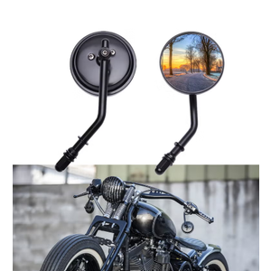 DREAMIZER 3" Motorcycle Vintage Mirrors Round Rear View Mirror 8mm Black Compatible with Harley Dyna Bobber Softail Chopper Cruiser Cafe Racer Street Electra Glide 19822018