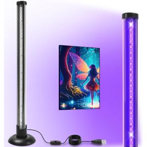 15W Desktop LED Black Light with Stand, 385400nm Blacklight Fixture, 1FT Vertical Standing Black Light with On/Off Switch, Ideal for Party & Decoration