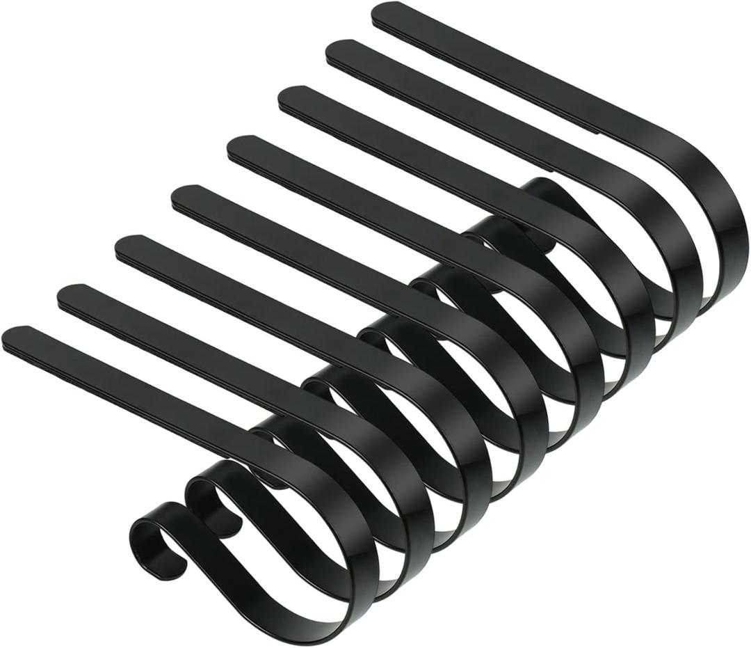 Christmas Stocking Holders Stocking Hanger of 8, Suitable for Festive Scene Decoration Hanging Kit (8pcs Black-2)