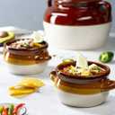 KooK French Onion Soup Bowl, French Onion Soup, Crock, Oven Safe Bowl, Ceramic, Handles, Stoneware, Dishwasher, Microwave, Oven & Broil Safe 16oz Standard Capacity & 18oz Full Capacity Set of 4