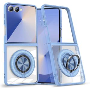 Magnetic Case for Samsung Galaxy Z Flip 7, [Compatible with MagSafe] Military Grade Shockproof Slim fit Samsung Z Flip 7 Phone Case with Magnetic Ring Kickstand, Clear Blue