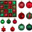 Christmas Tree Decorations Ornament Set for Fall Halloween Decor, 60ct 30ct Shatterproof Christmas Ball Ornaments Bulk, 44Pcs Hanging Decor for Xmas Holiday Party (Green/Red)