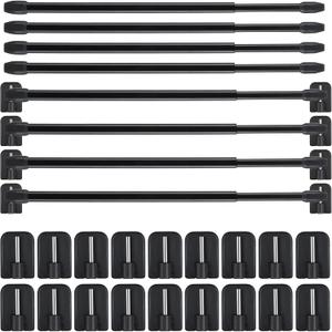 Jetec 8 Pieces Adjustable Plastic Net Curtain Rod 15.7-27.5 Inch Self Adhesive Shower Curtain Rods for Window Cupboard Bars Tension Drill Less Accessories for Home Bathroom Hotel (Black)