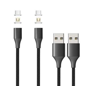 N. NETDOT Magnetic Charging Cable, Gen10 Nylon Braided 2-in-1Magnetic Phone Charger Compatible with USB-C and Micro-USB Devices (3.3ft/2 Pack Black)