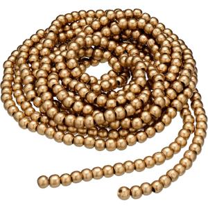 16 Feet Christmas Wood Bead Garland Wooden Bead Garland for Christmas Tree Holiday Decoration (Gold)