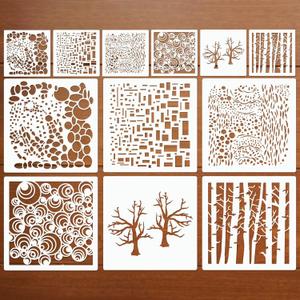 Large Mixed Media Stencils Sea Bubbles Spirals Template Cell Theory Cubist Stencil Aspen Trees Branches Painting Stencils for Canvas Arts Journaling Scrapbooking Card Making