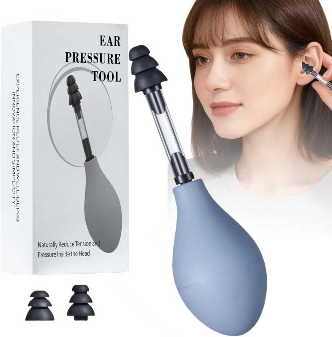9 9PINE Ear Pressure Relief Suction Device, Migraine Ear Pressure Relief Products, Airplane Ear Pressure Relief Inner Ear Equalization Tool,Reduces Tension 3 Sizes Earplugs (Grey
