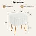 DUMOS Vanity Stool Chair Ottoman with Storage, Makeup Cute Soft Small Footstool Modern Style Faux Fur Seat with 4 Metal Legs & Adjustable Feet for Dressing Living Room Bedroom Dorm, 12.2" x 16" x 18.9"