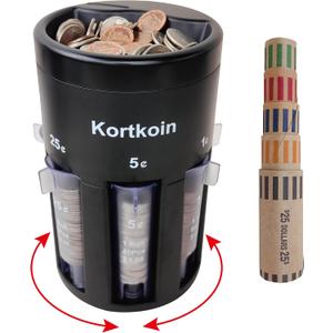 Automatic Coin Sorter 5 IN 1 Coin Counter with Coin Wrappers, Sort your Spare Change in Piggy Bank Coin Bank & Coin Holder Quickly & Accurate as Sort Machine, Easy to Use as Gift & Time Saver