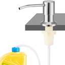 Husfunov Soap Dispenser for Kitchen Sink, Built in Sink Soap Dispenser (Brushed Nickel), Countertop Dish Soap Dispenser Stainless Steel Pump with 47" Extension Tube kit, No Need to Frequent Refills
