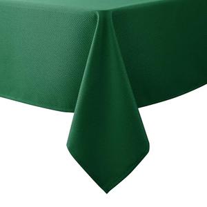 Biscaynebay Textured Fabric Christmas Tablecloths Rectangle 60x84 Inches, Hunter Green Water Resistant Spill Proof Tablecloths for Dining, Kitchen, Wedding and Parties, etc Machine Washable