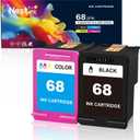 68 Ink Cartridge, Replacement for HP Ink 68 68xl Ink Cartridge Combo Pack (1 Black and 1 Color), Compatible with HP Envy 6552e 6555e 6155e 6152e 6558e 6552 e 6555 e Printer (1 Black, 1 Tri-Color)