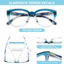 AQWANO Oversized Cat Eye Reading Glasses Women Blue Light Blocking, Filter UV Ray/Glare Computer Readers Fashion, Blue 1.75