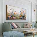 Wapluam Large Framed Canvas Wall Art For Living Room & Bedroom Abstract Wall Painting Flowers Wall Pictures Home Decor Prints Posters Modern Room Home Decor Wood Framed 24" x 48"