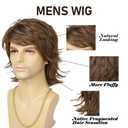 Mens Wig Short Brown Layered Heat Resistant Synthetic Wigs for Male Daily Party Cosplay Costume Halloween Use (Light Brown)