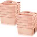 12 Pcs Classroom Caddy with 3 Compartment - Multipurpose Portable Plastic Storage Table Caddies with Handles for School Home Office Organizer(Flesh Pink)