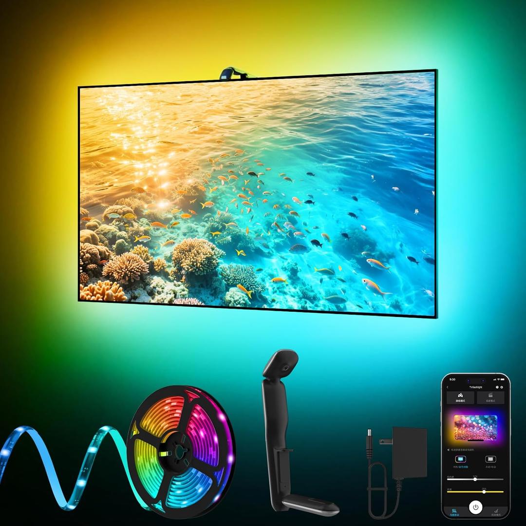 KANTUTOE TV LED Backlight Sync to Screen, 20.34ft LED Lights for 65-100 Inch TVs & PC Monitors, Smart App Control TV Lights That Change with TV, Backlight with Camera, Music Sync Strip Lighting