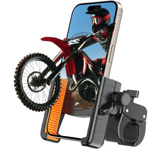 aLLreli Bike Phone Holder [Camera Friendly], 360° Clip-n-Lock Motorcycle Mount fits iPhone 16/15/14/13 and More Phone up to 3.3 inches Wide, Perfect for Bikes, Motorcycles and Scooters, Set of 2