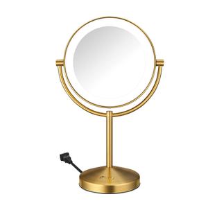 Conair Lighted Makeup Mirror, Double-Sided LED Vanity Mirror with 1X/10X Magnification, 3 Light Settings, 3 Modes, 360 Rotation, Brushed Brass Finish
